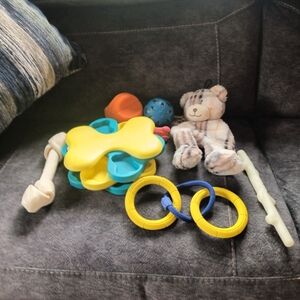 Colorful Dog Toy Set with Bear Plush